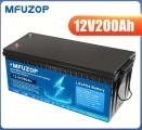 Акумулятор Mfuzop 12V 200Ah LiFePO4 с BMS 200A с глубоким циклом зарядки/разрядки BMS 200A