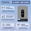 Гибридный инвертор DATOUBOSS 6200 Вт 48 В, с чистой синусоидой, система защиты BMS, с MPPT 120 А