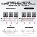 Гибридный инвертор DATOUBOSS 11000 Вт 48 В, с чистой синусоидой, система защиты BMS, с MPPT 150 А