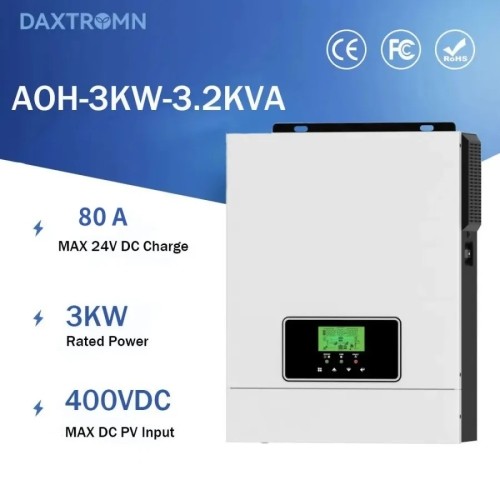 Гибридный инвертор Daxtromn AOH-3.2KVA, 24 В, 60 А, 3000 Вт, с чистой синусоидой, система защиты BMS, MPPT 80 А