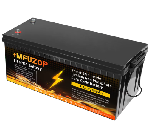 Акумулятор Mfuzop 12V 200Ah LiFePO4 с BMS 200A с глубоким циклом зарядки/разрядки BMS 200A