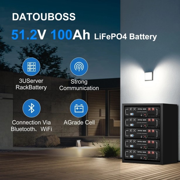 Аккумулятор DATOUBOSS 51.2V 100Ah с глубоким циклом зарядки/разрядки 100A BMS
