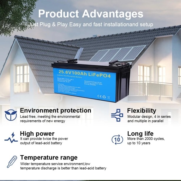 Аккумулятор DAXTROMN 25.6V(24V) 100AH ​​2560Wh Lifepo4 с BMS 100A с глубоким циклом зарядки/разрядки BMS 100A
