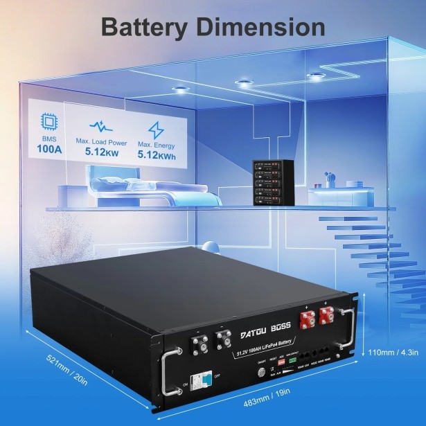 Аккумулятор DATOUBOSS 51.2V 100Ah с глубоким циклом зарядки/разрядки 100A BMS