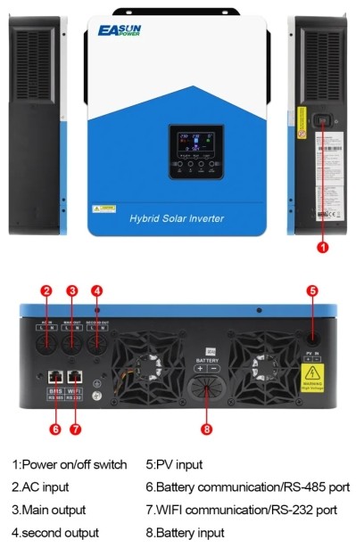 Гибридный инвертор EASUN 4.2kW 24V ISolar SMH-III-4.2KW-24V (4200VA/3800W, Max CH 110A, AC 80) Wi-Fi