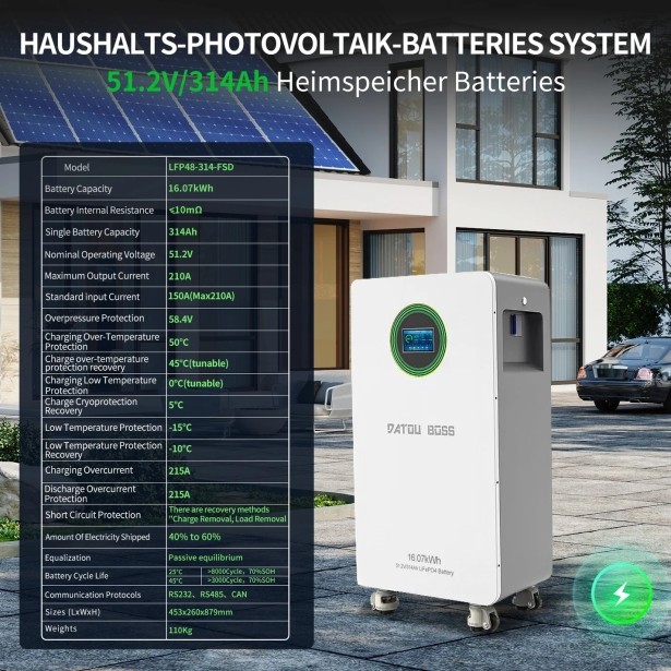 Портативный блок питания DATOUBOSS LFP48-314-FSD 48V 314Ah з LiFePO4 та системою BMS 200A