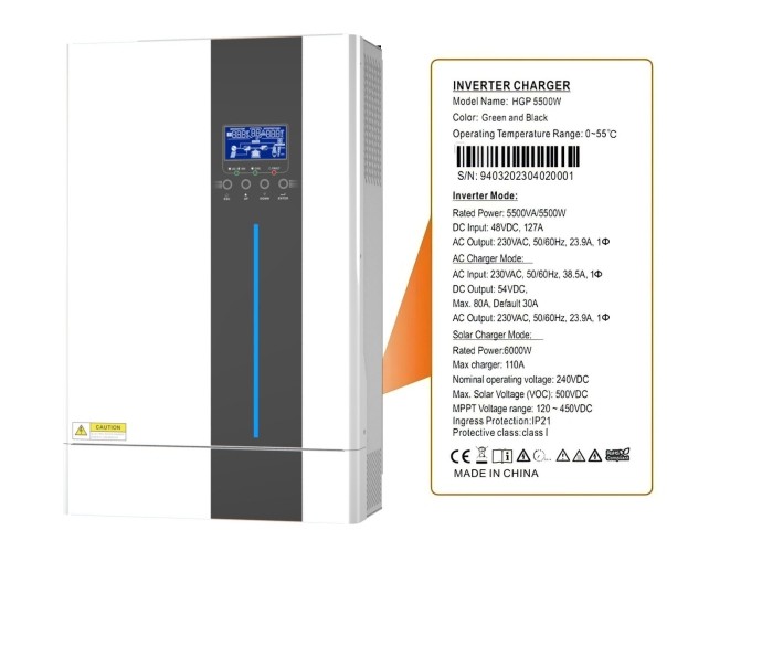 Гібридний інвертор Daxtromn HGP-5500W, 48 В, 80 А, 5500 Вт (безперебійник, UPS, ДБЖ)