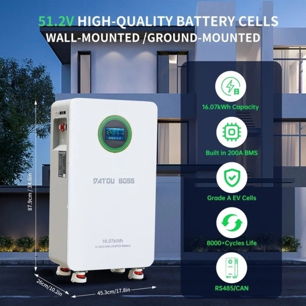 11 кВт LiFePO4 Комплект резервного питания с Wi-Fi инвертором Daxtromn Power. Портативный блок питания DATOUBOSS LFP48-314-FSD 48V 314Ah с LiFePO4 и системой BMS 200A 